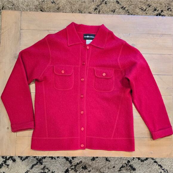 Sag Harbor Red Wool Button Front Shirt Jacket Women’s Medium Made in Australia - Picture 7 of 9